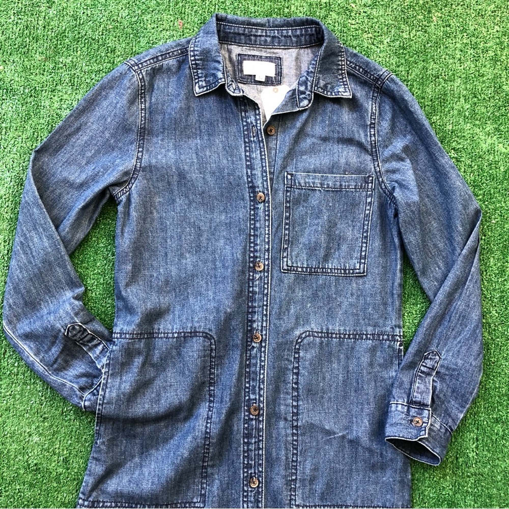 Long Sleeve Dark Blue Denim Dress Long Sleeve Size S - Picture 6 of 6